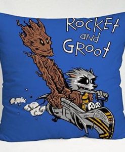 Rocket Groot Like As Calvin and Hobbes Pillow Case