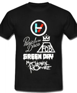 Twenty One Pilots Panic! At The Disco Fall Out Boy Green Day Mychemical Romance T-Shirt