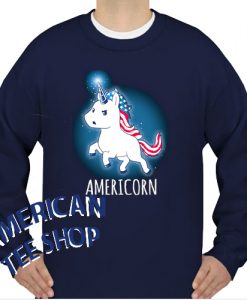 American Unicorn USA Flag Red White Blue Sweatshirt