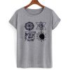 Vintage Eye Sun Moon Elephant Pattern T shirt