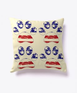 Patriotic Dog Paw Pillow Case