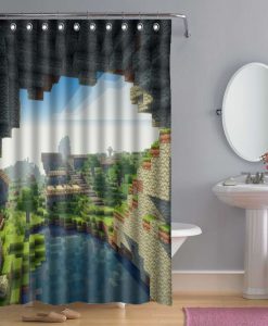 Bathroom Minecraft Creeper Shower Curtain