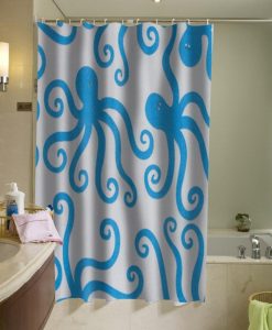 Cute Octopus Shower Curtain Blue