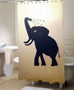 Bathing Baby Elephant Shower Curtain Bathroom Decor