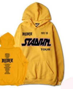 Bieber Purpose Tour Stadium Yellow Hoodie Twoside