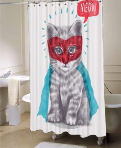 Cat, Shower Curtain, Cute Super Kitty Animal Shower Curtain