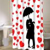 Cute Raining Hearts Shower Curtain Silhouette Shower Curtain