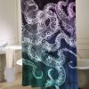 Midnight Watercolor Octopus Shower Curtain - Beautiful Blue and Purple Octopus