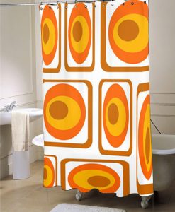 Mod Orange Shower Curtain, Mid Century Modern Shower Curtain