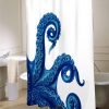 Octopus Shower Curtain, Octopus Bathroom Decor, Tentacles Blue on White