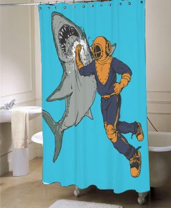 Shark Punch, Diver, Shower Curtain