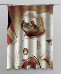slothzilla astronaut shower curtain