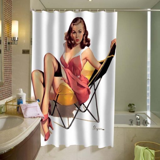 Sexy Retro Pinup Girl Shower Curtain
