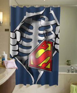 Skeleton Rib Cage With Superman Shower Curtain