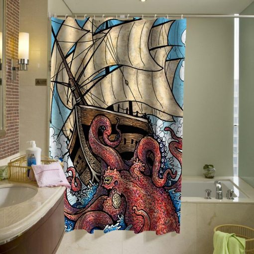 the octopus attack shower curtain