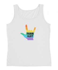 team LGBT rainbow love hand sign tank top
