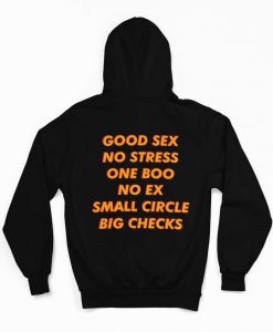 Good Sex No Stress One Boo No Ex Small Circle Big Checks Hoodie Back
