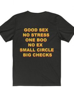 Good Sex No Stress One Boo No Ex Small Circle Big Checks T Shirt Back