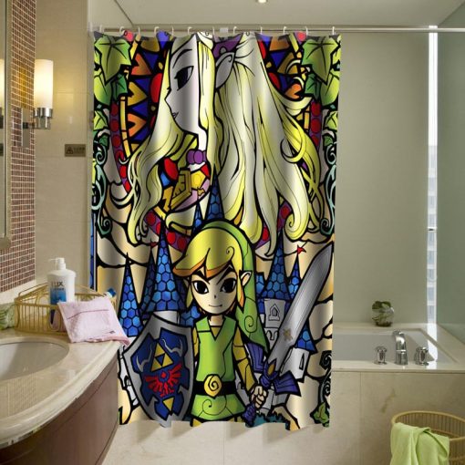 Legend Of Zelda Stained Glass Shower Curtain