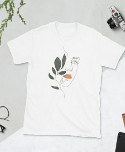Face Abstract and Floral Drawing T shirt