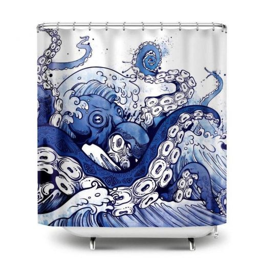Blue Octopus Tentacles Shower Curtain