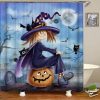 Halloween Pumpkin Witch Shower Curtain