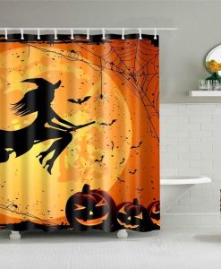Halloween Witch Pumpkin Bathroom Shower Curtains