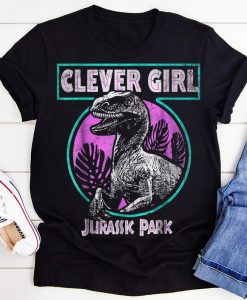Jurassic Park Distressed Teal Raptor Clever Girl T-Shirt