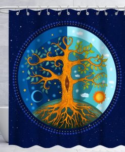 Blue Tree of Life shower curtain