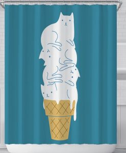 Ice cream cat shower curtain