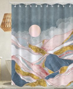 Pink Mountains View Shower Curtain