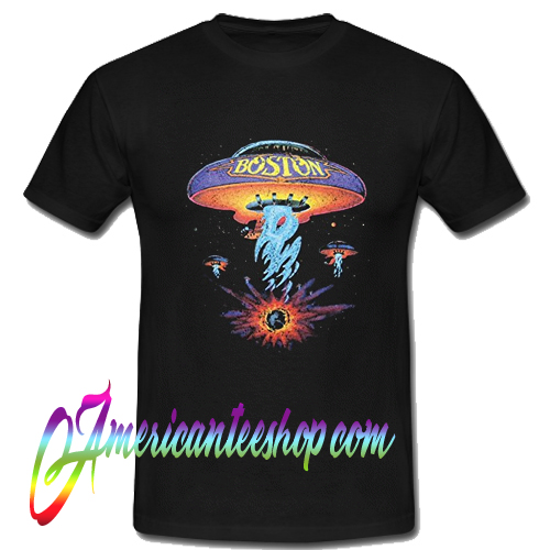 Boston Rock Band Classic Spaceship Distressed T Shirt