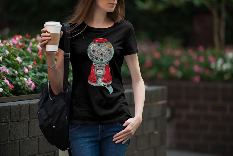 Cat Mashine Print T-shirt