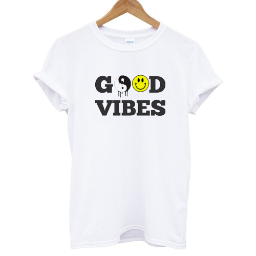 Good Vibes Yin Yang Emoji Smiley T shirt