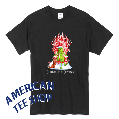 Grinch Is Coming Candy Cane Throne Funny Christmas Parody T-Shirt