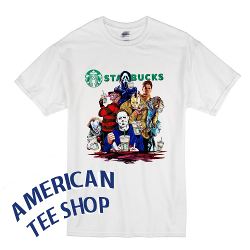 Horror Movie Characters Starbucks Michael Myers, Jason Voorhees, Chucky T-Shirt