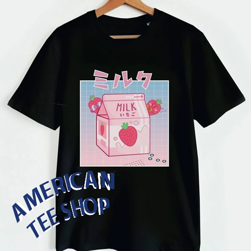 Kawaii Anime Strawberry Milk Shake T-shirt