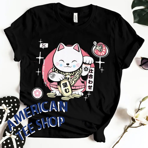 Maneki Neko Japanese Lucky Cat Chinese T-shirt