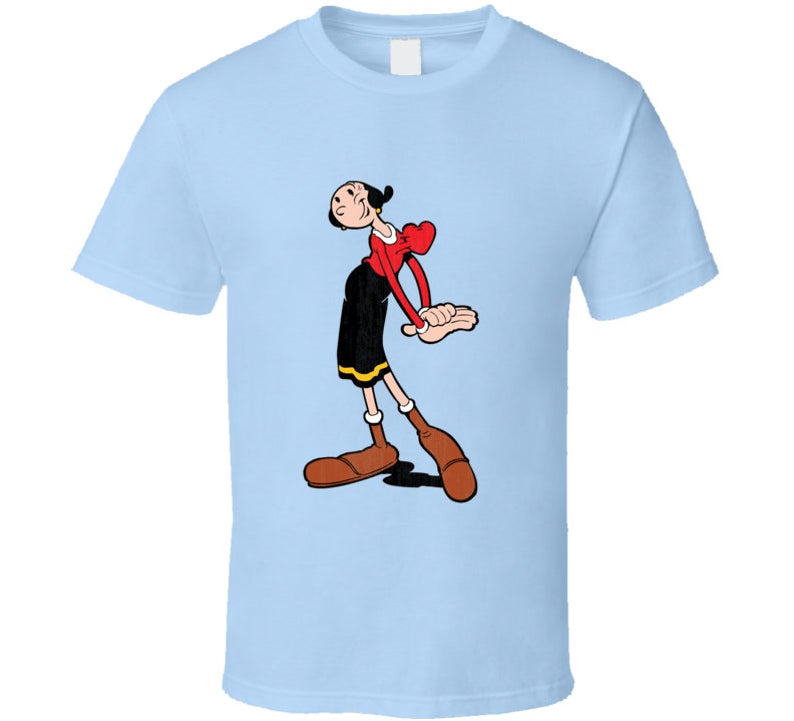 Olive Oyl Popeye Retro Cartoon Character Worn Look Gift T Shirt