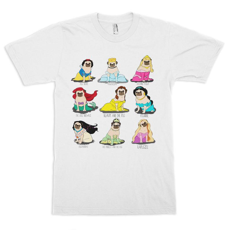 Pug Disney Princesses Funny T-Shirt