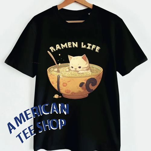 Ramen Life Neko Kawaii kitty Anime T-shirt