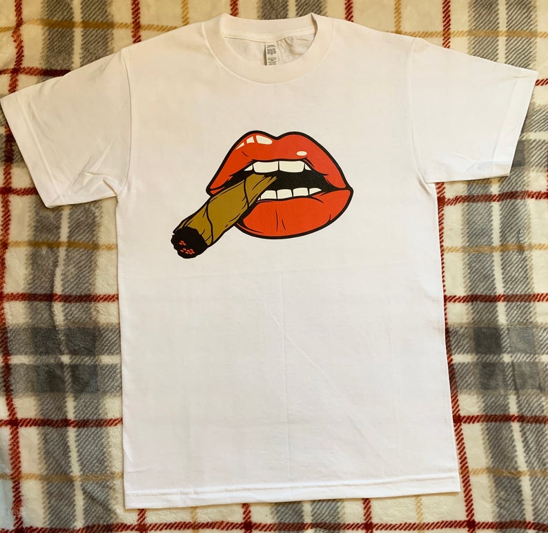 Red Lips Smoking Blunt, Marijuana T-shirt