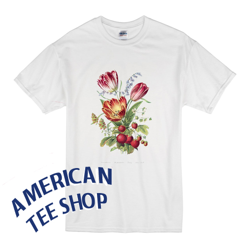 Strawberry Mignonette Tulip and Blue Bell T-Shirt