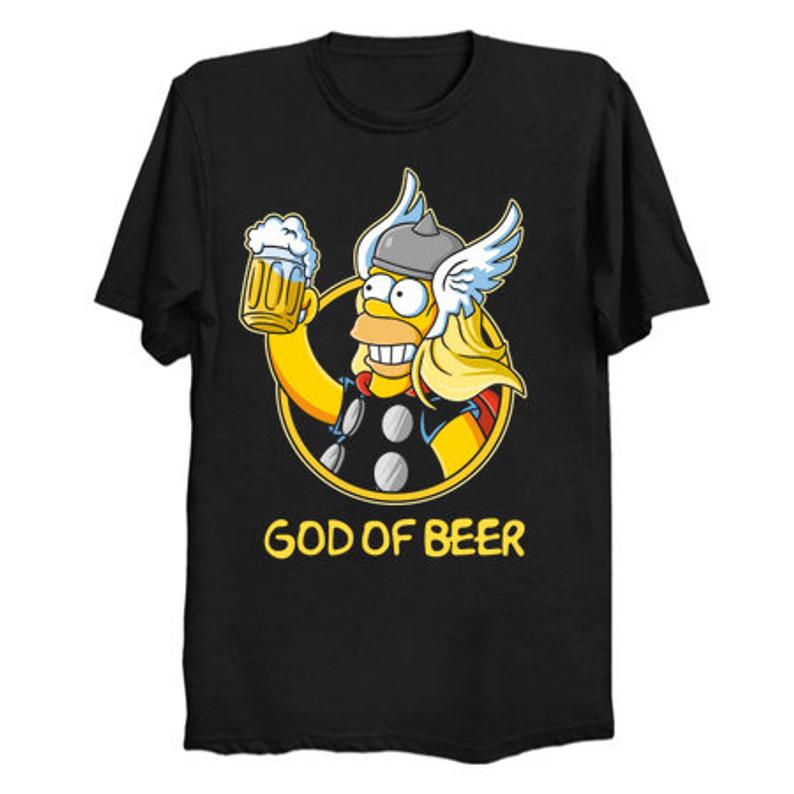 The Simpsons Homer Simpson God of Beer Thor T shirt